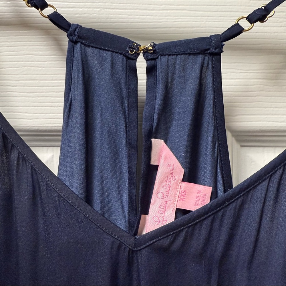 Lilly Pulitzer Romper Women XXS Navy Blue Adjustable Straps Elastic Waist - Picture 4 of 10